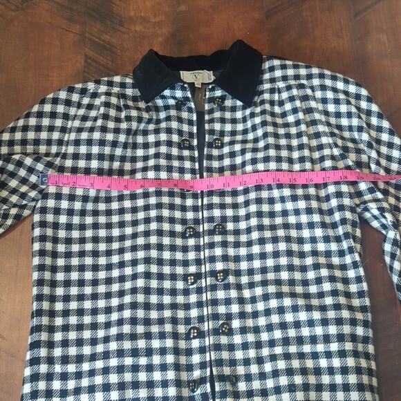 Valentino Vintage Black and White Long Sleeve Collar Button Dress IT 40 US 4 - Picture 7 of 8